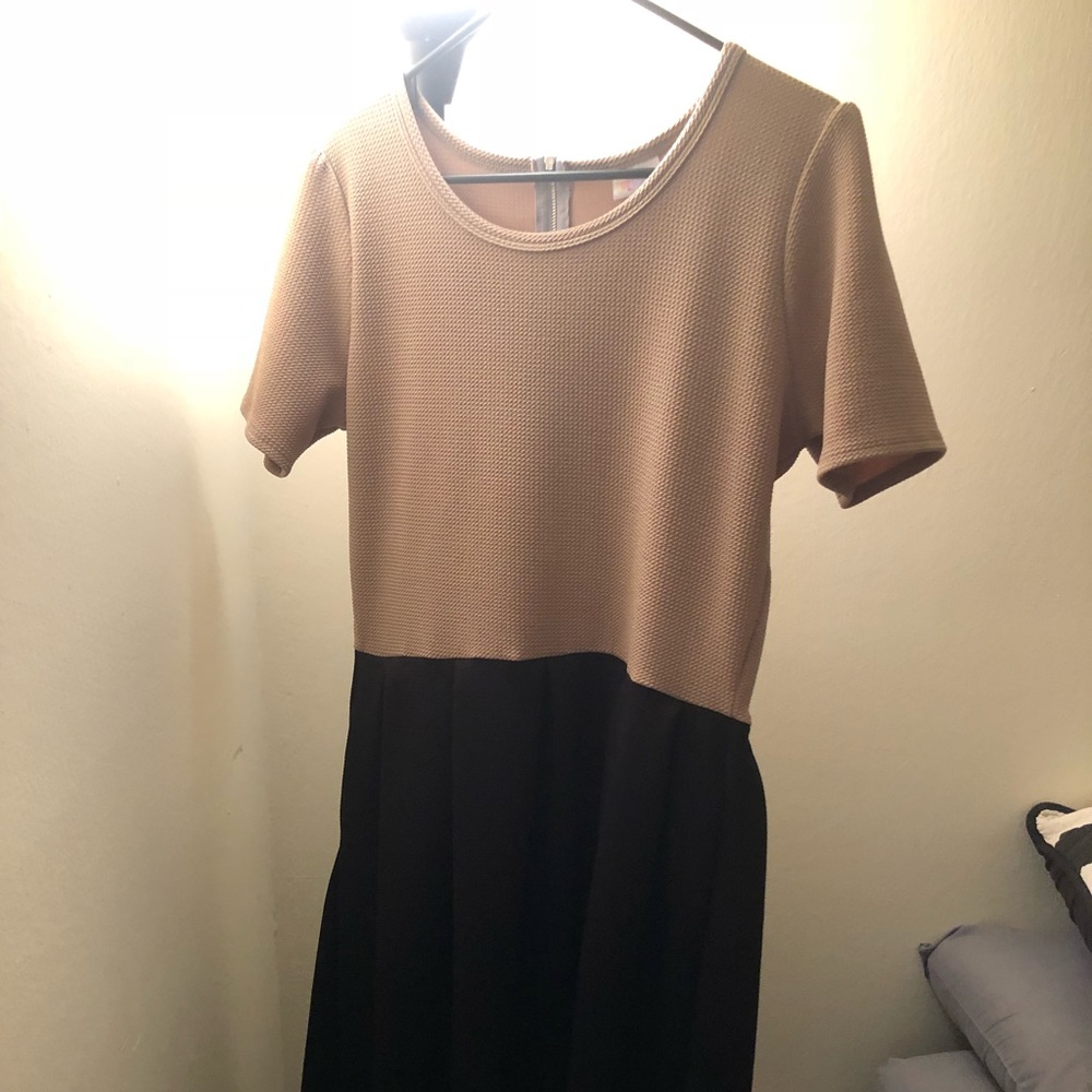 LulaRoe Amelia beige and black dress